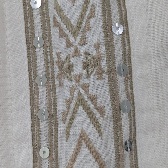 INC International Concepts Woman 100% Linen White Crop Capri Pants Embroidered 8 - Picture 11 of 13